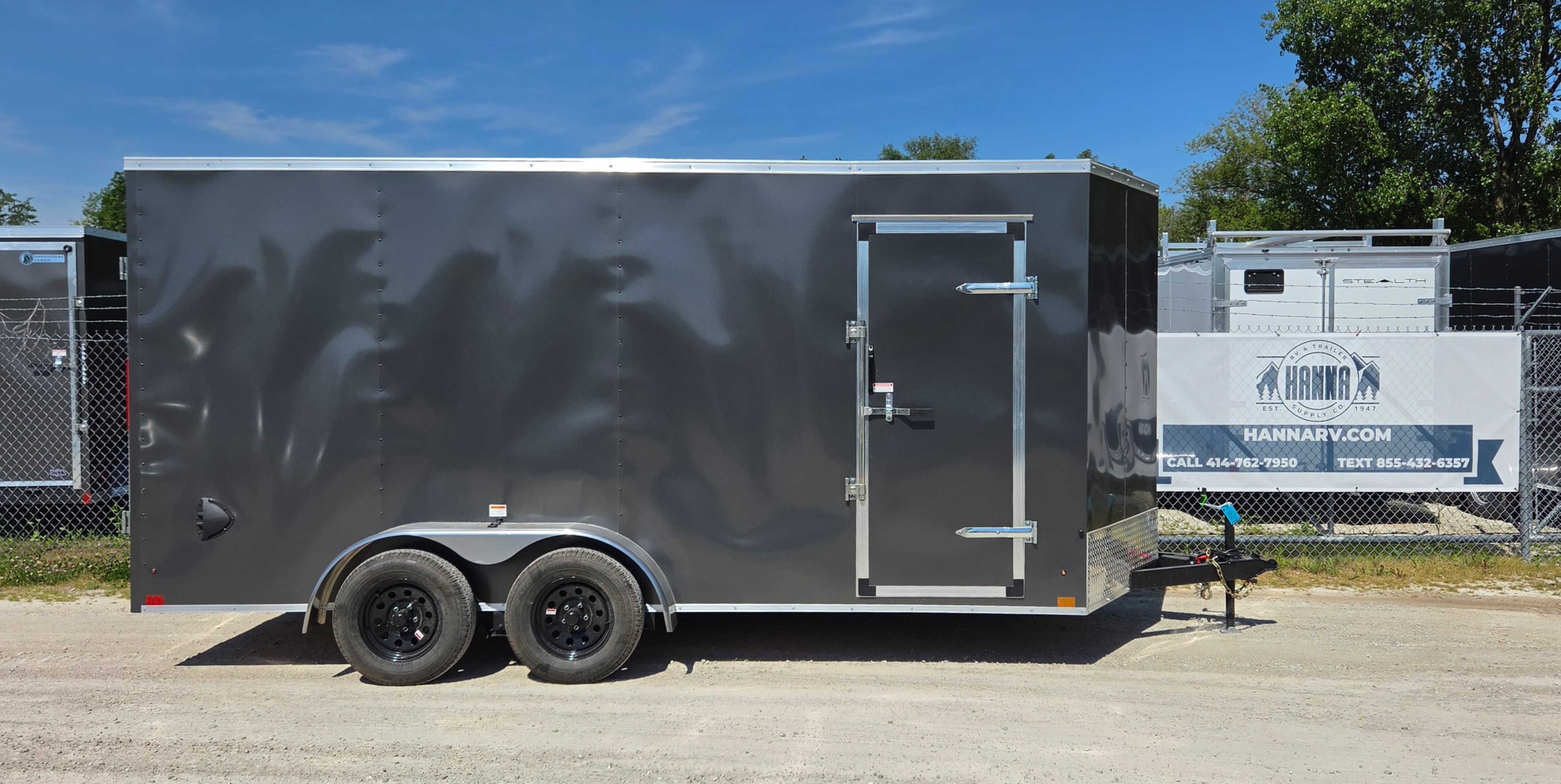Cross Trailers 7X16 Arrow Wedge Tandem Axle Steel Cargo Trailer with Spring Assist Ramp Door- 6" Extra Height- Charcoal